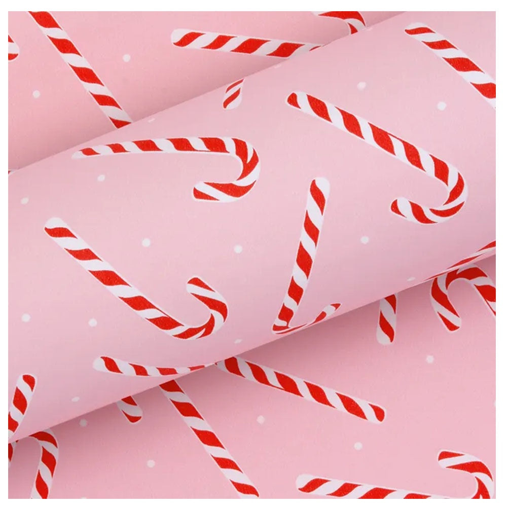 10M PAPER CANDY CANE PINK ROLL WRAP