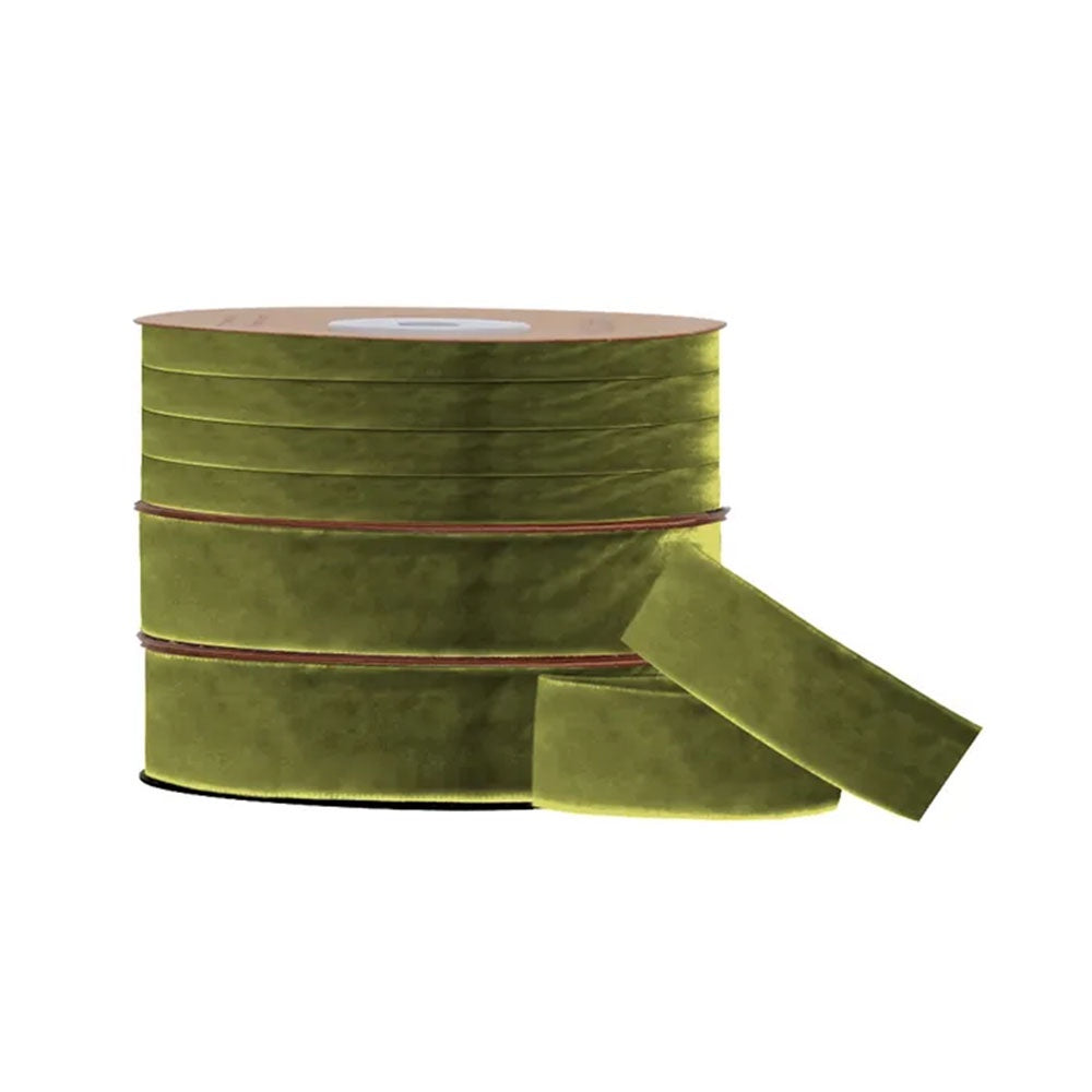 10M VELVET RIBBON - OLIVE 19mm