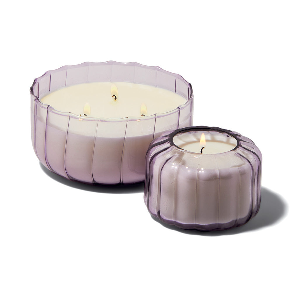 4.5oz TRANSPARENT RIBBED GLASS CANDLE  - SALTED IRIS