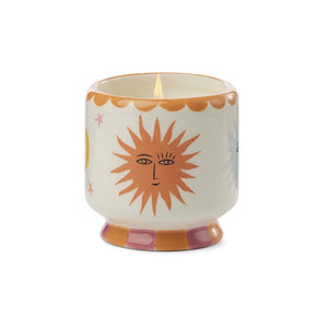 A DOPO 8oz CERAMIC CANDLE - HAND PAINTED SUN ORANGE BLOSSOM