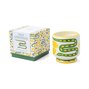 A DOPO 8oz BOXED CERAMIC CANDLE - SNAKE WILD LEMONGRASS