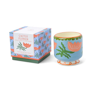 A DOPO 8oz CERAMIC CANDLE - CACTUS FLOWER