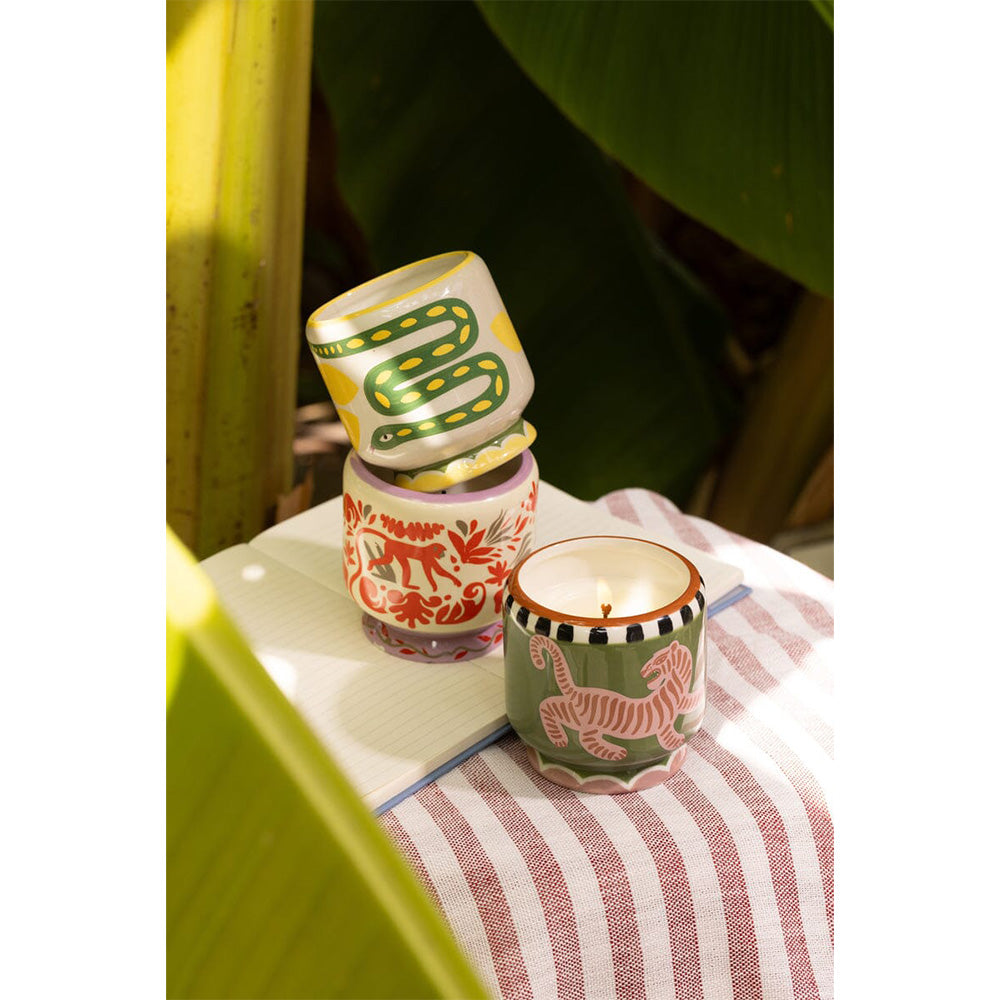 A DOPO 8oz CERAMIC CANDLE - JUNGLE COCONUT & AMBER