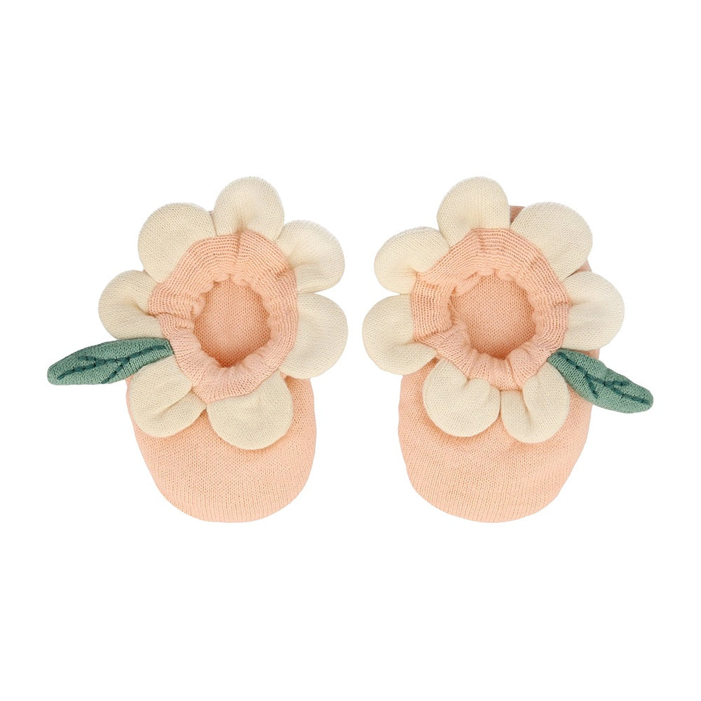 BABY BOOTIES - PEACH DAISY