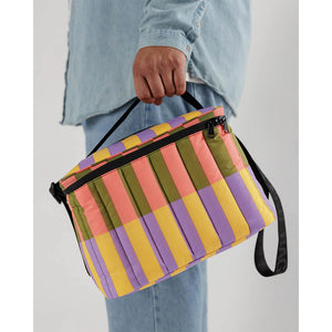 BAGGU PUFFY COOLER BAG - SUNSET QUILT STRIPE