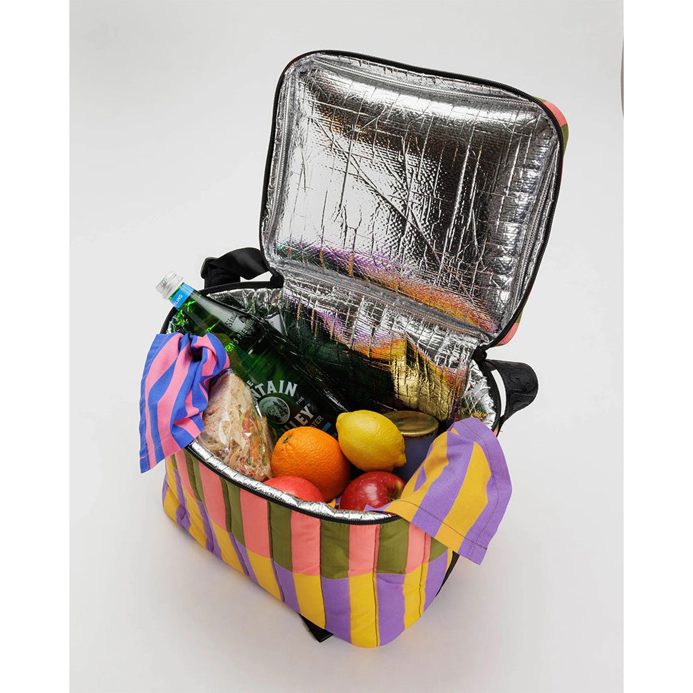 BAGGU PUFFY COOLER BAG - SUNSET QUILT STRIPE