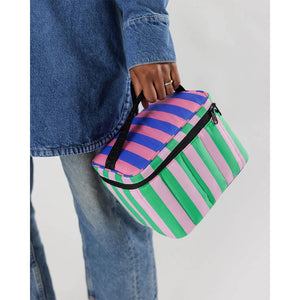 BAGGU PUFFY LUNCH BAG - PINK GREEN AWNING STRIPE