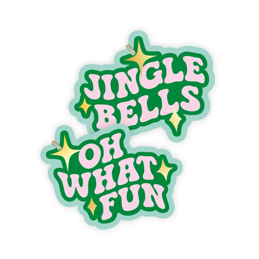 GIFT TAG SET - JINGLE BELLS PINK & EMERALD