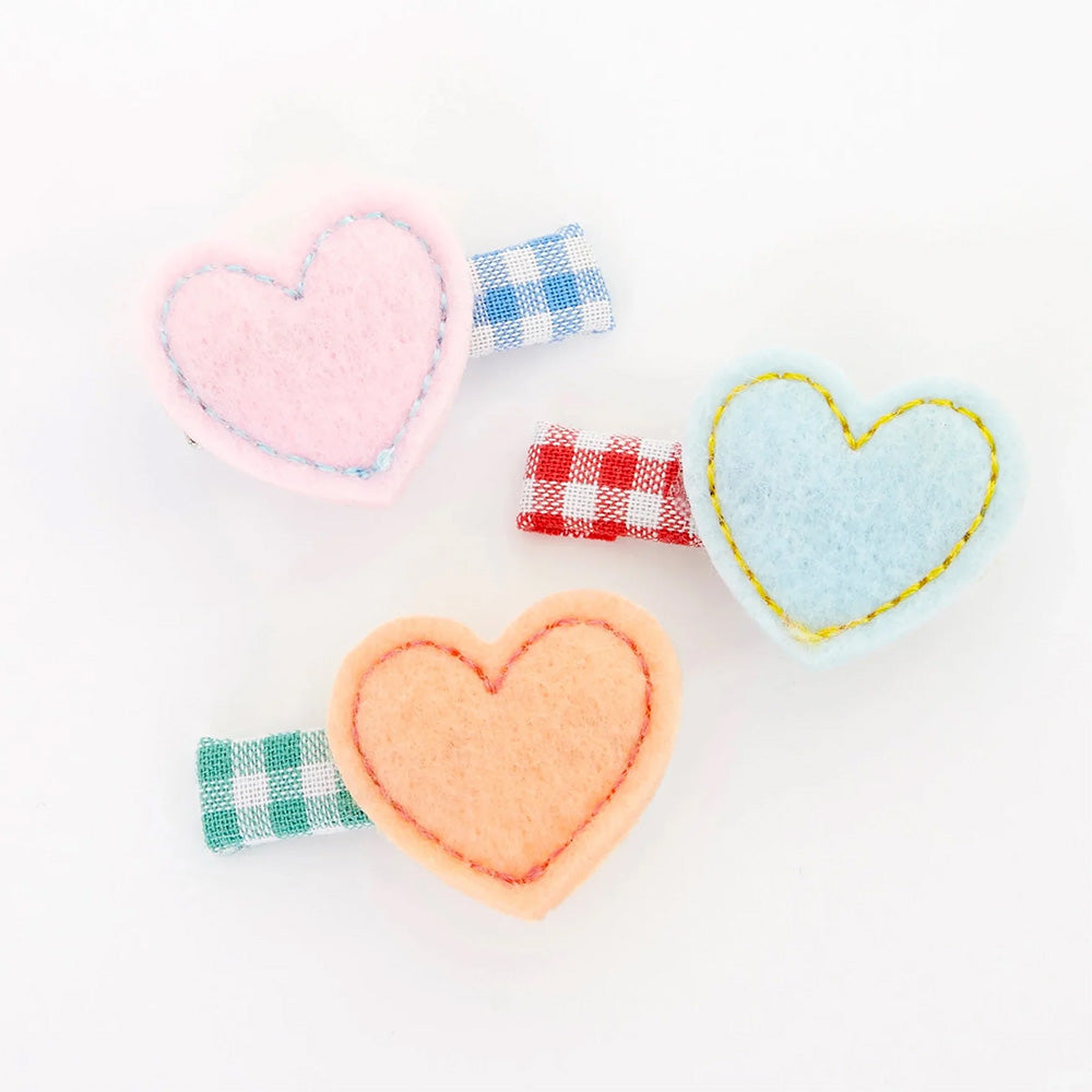 HAIR CLIPS - FELT HEART