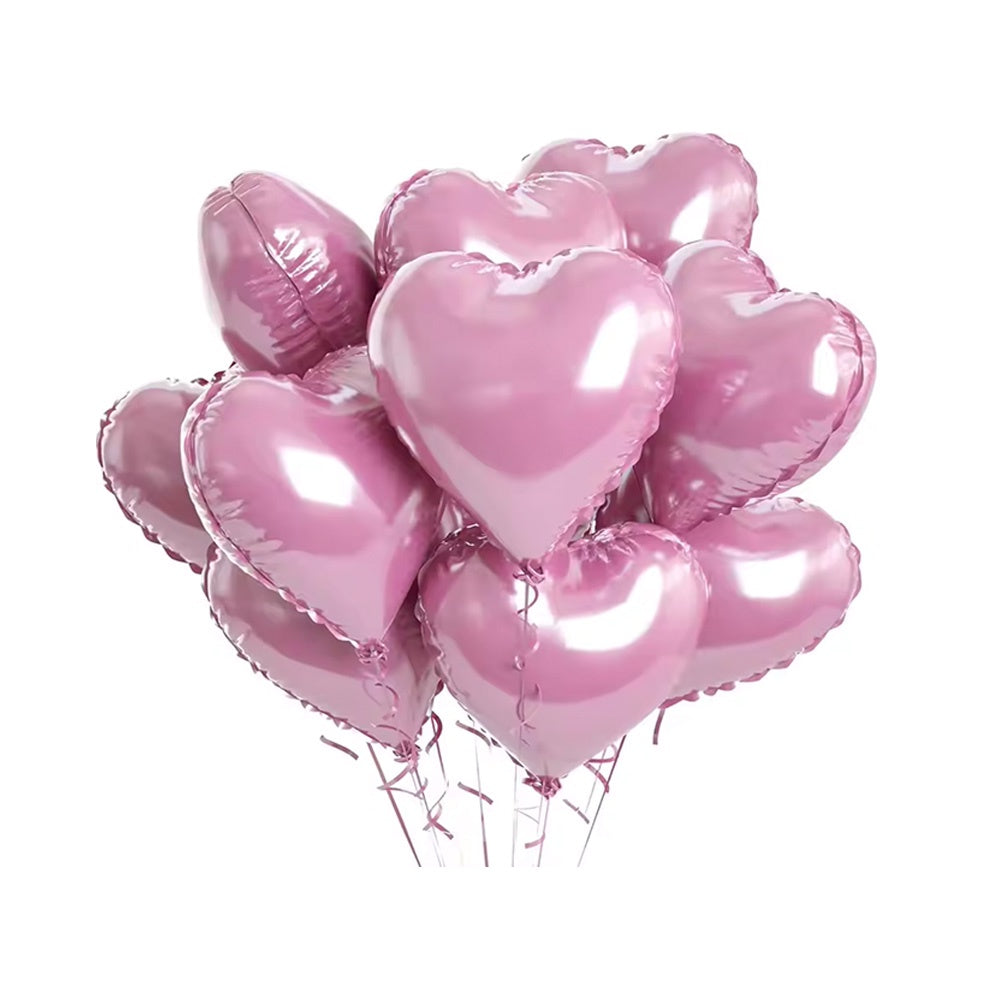 HEART FOIL BALLOONS - PEARL POWDER