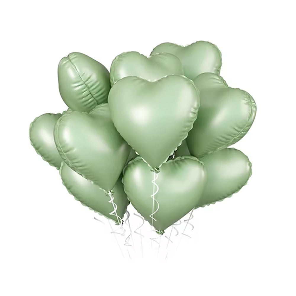 HEART FOIL BALLOONS - SAGE GREEN