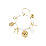 HEART MULTI GOLD CHUNKY CHARM BRACELET