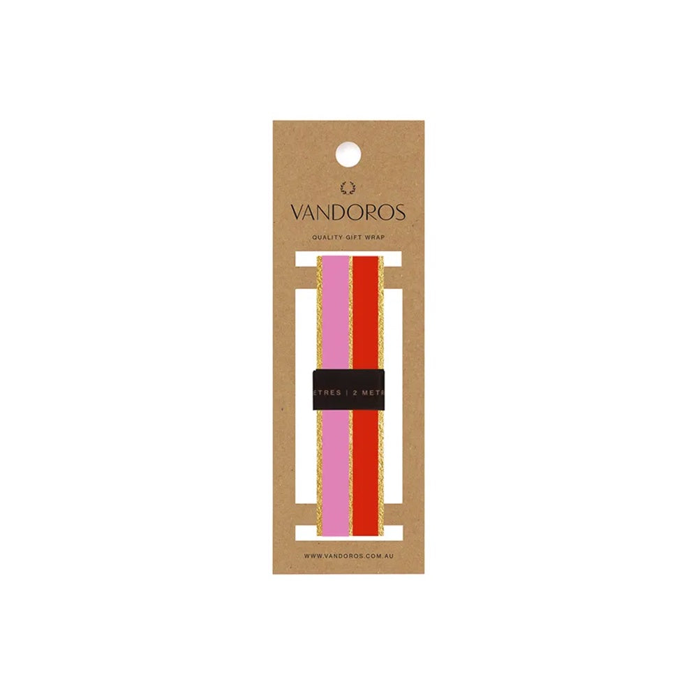 NUTCRACKER RIBBON - BRIGHT PINK & POPPY RED