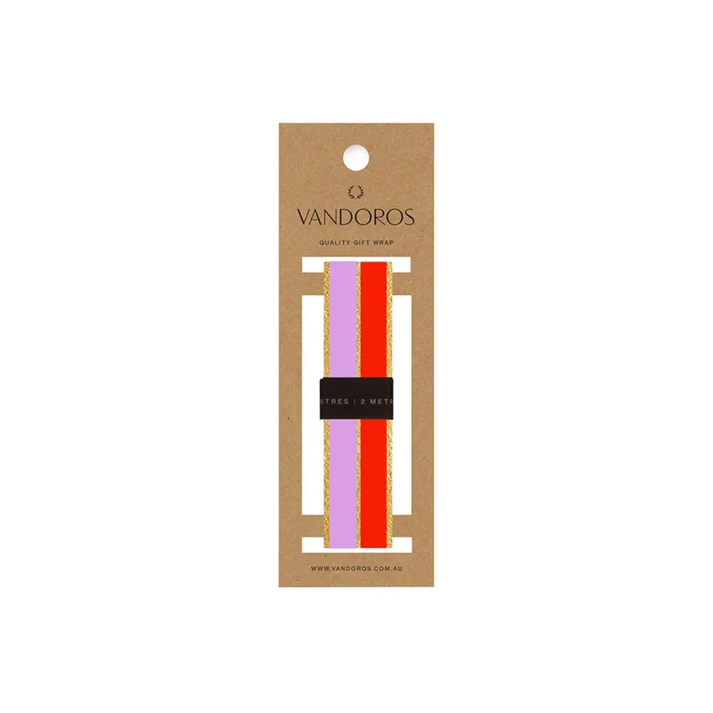 NUTCRACKER RIBBON - LILAC & POPPY RED