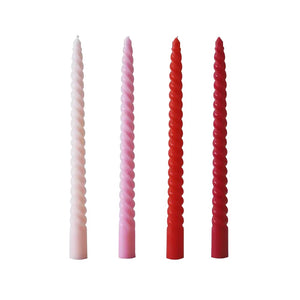 SPIRAL TAPER CANDLE - REDS & PINKS