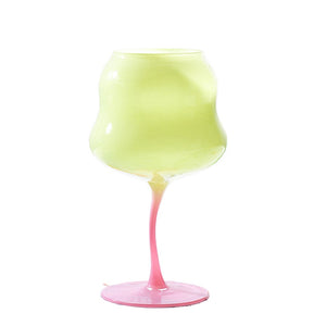 TWIST WINE GLASS - GREEN & PINK