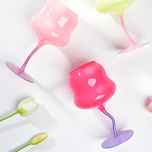 TWIST WINE GLASS - GREEN & PINK