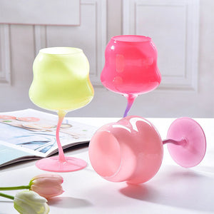 TWIST WINE GLASS - GREEN & PINK