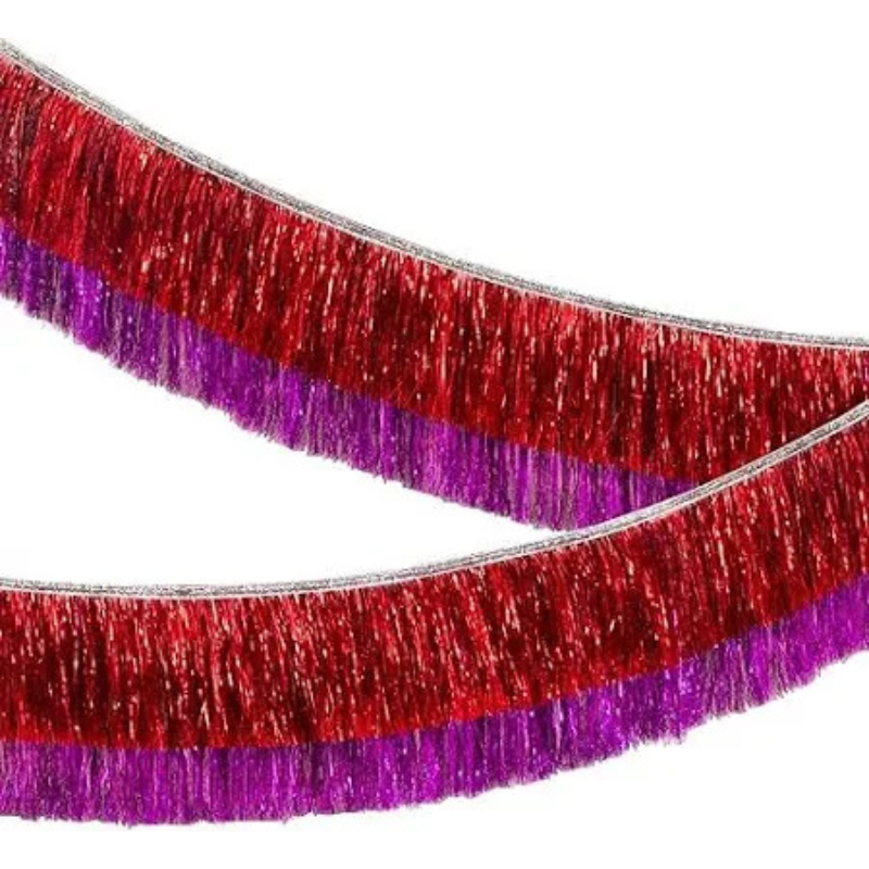 GARLAND TINSEL FRINGE - PINK & RED