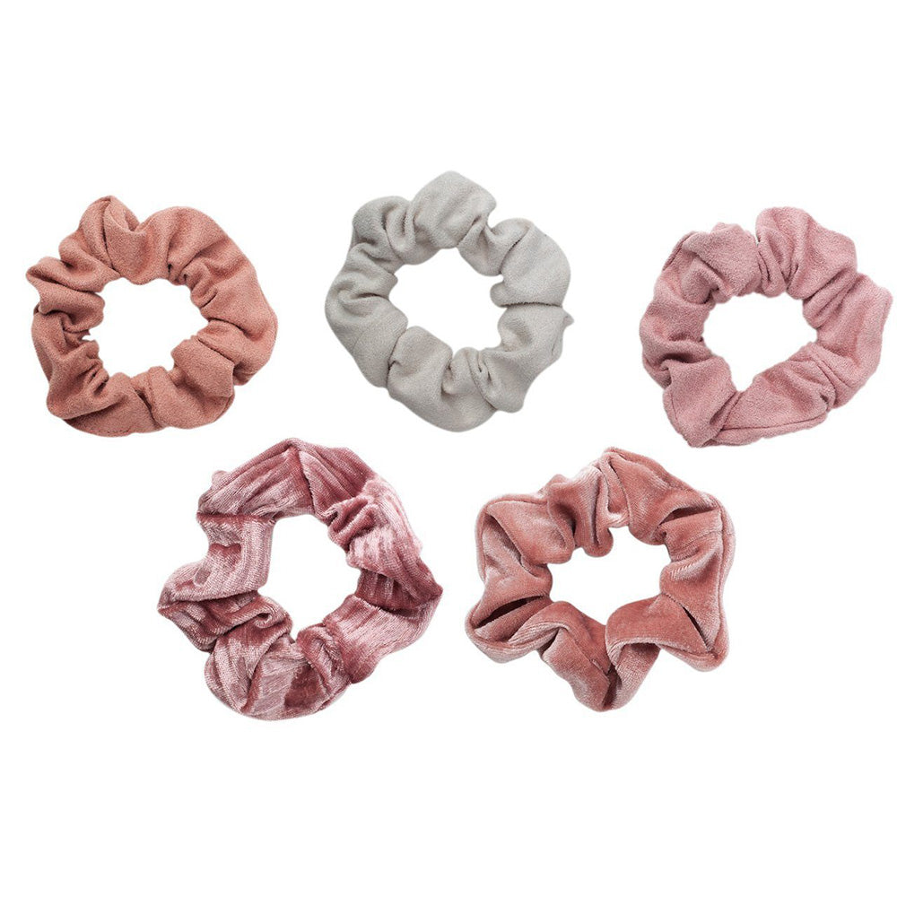 VELVET SCRUNCHIES 5PCS - BLUSH & MAUVE