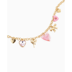 Y2K PINK HEART AND BOW CHARM NECKLACE