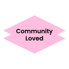 image with text that reads "community loved"