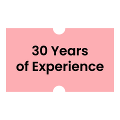 image with text that reads "30 years of experience"