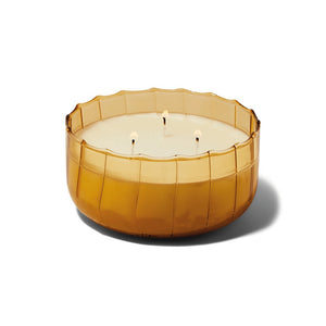 12oz TRANSPARENT RIBBED GLASS CANDLE - GOLDEN EMBER