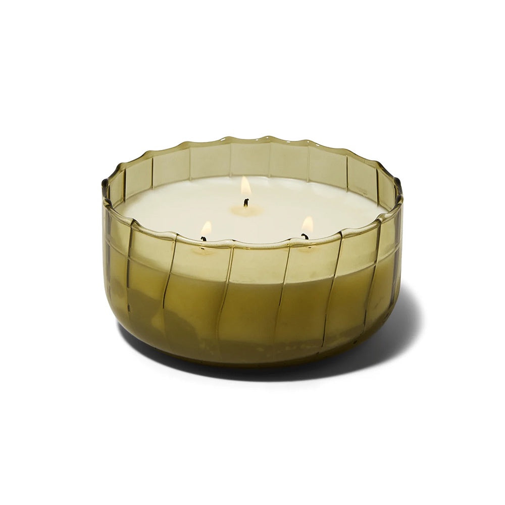 12oz TRANSPARENT RIBBED GLASS CANDLE - SECRET GARDEN