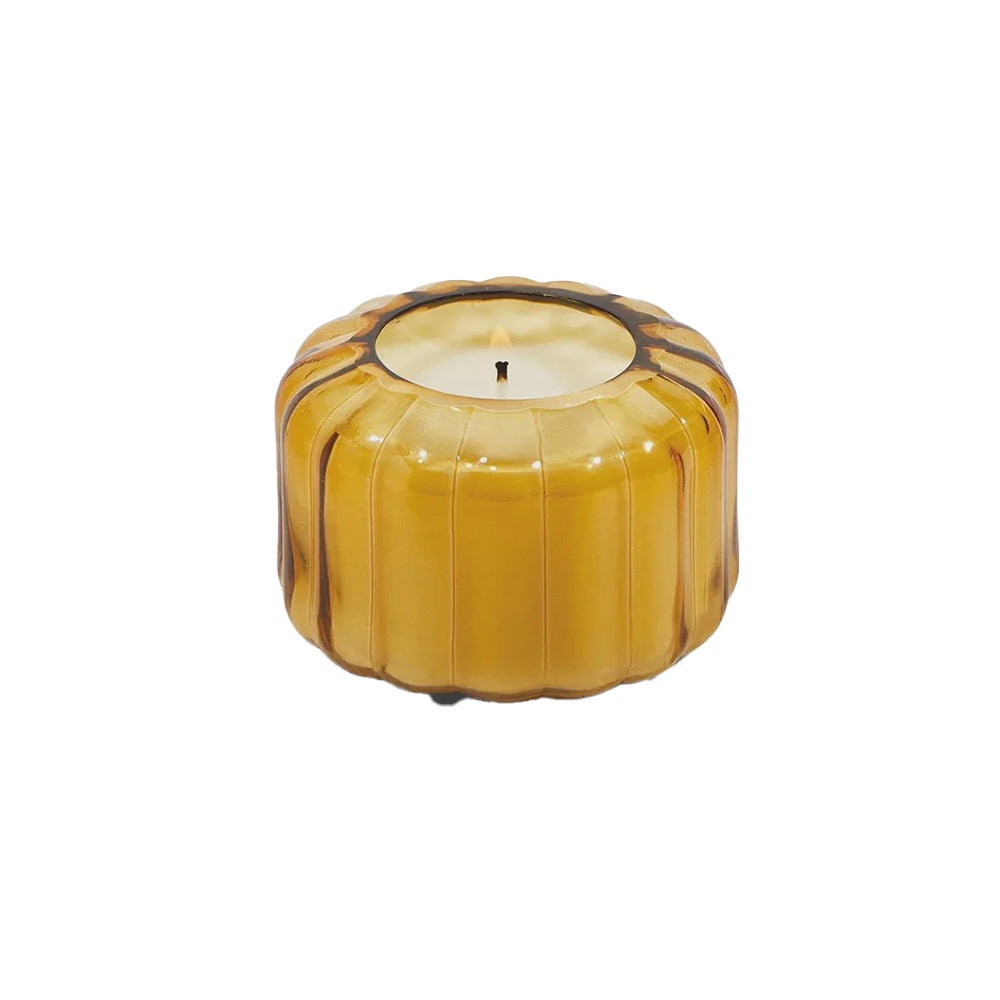 4.5oz TRANSPARENT RIBBED GLASS CANDLE  - GOLDEN EMBER