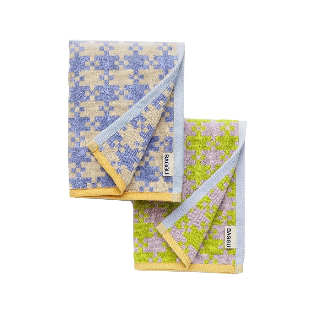 BAGGU HAND TOWEL SET - PASTEL PIXEL GINGHAM