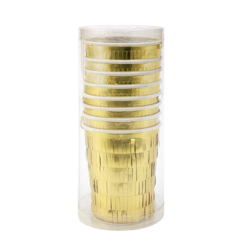 PARTY CUPS - GOLD FRINGE