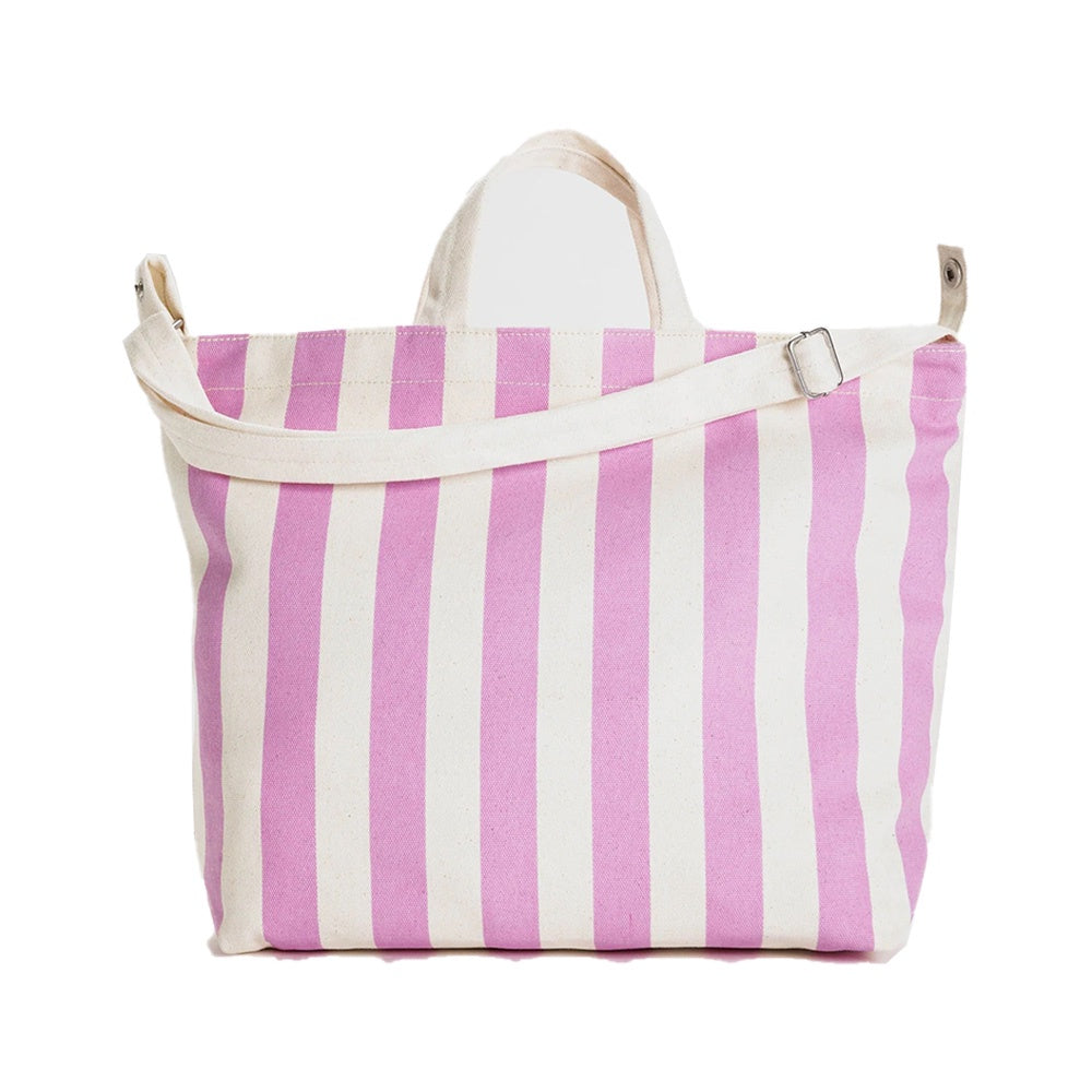 BAGGU HORIZONTAL ZIP DUCK BAG - PINK AWNING STRIPE