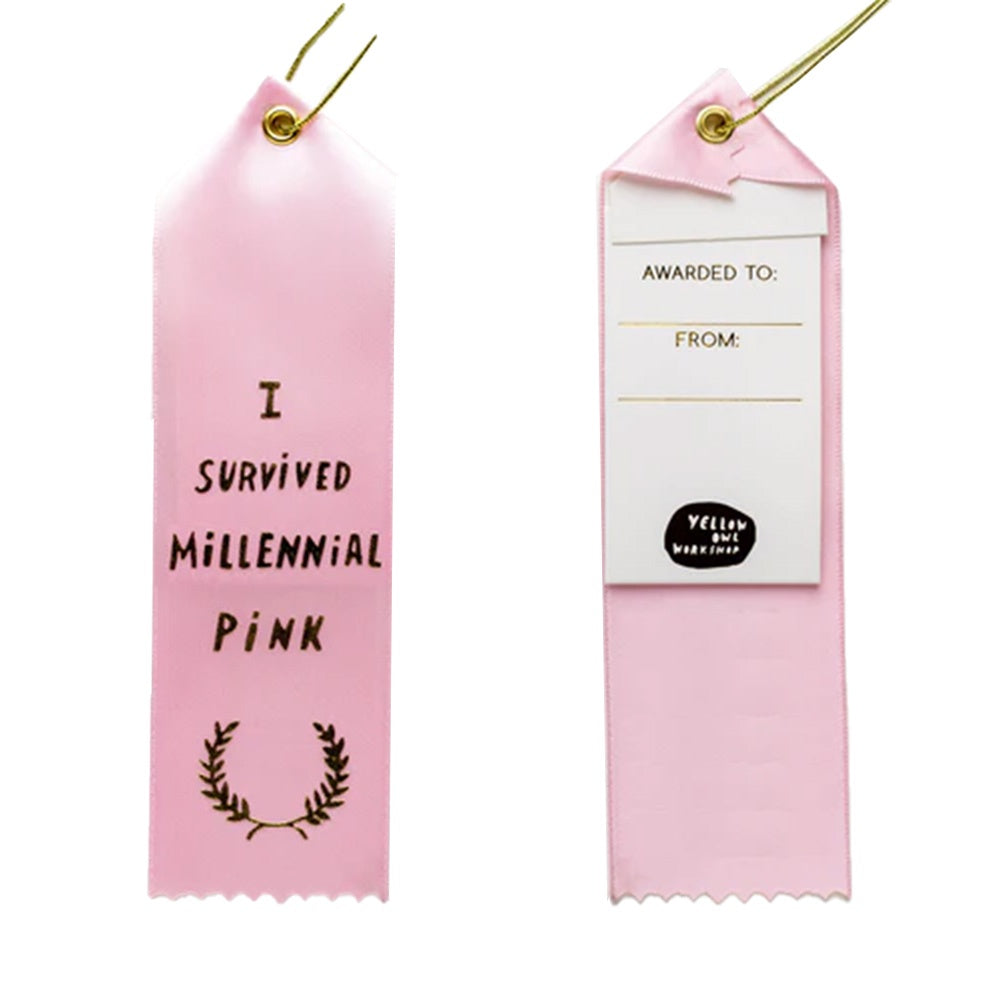 AWARD RIBBON I SURVIVED MILLENNIAL PINK