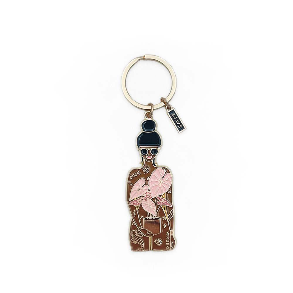 GIRL WITH PLANT KEYCHAIN