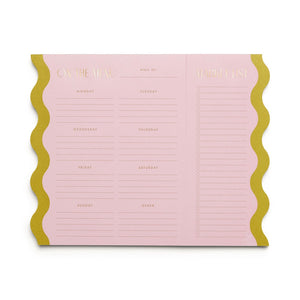 MEAL PLANNER NOTEPAD WITH MAGNETS - PINK & CHARTREUSE