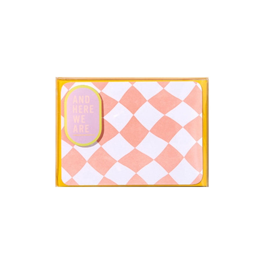 NOTECARD SET - PINK WAVY HARLEQUIN