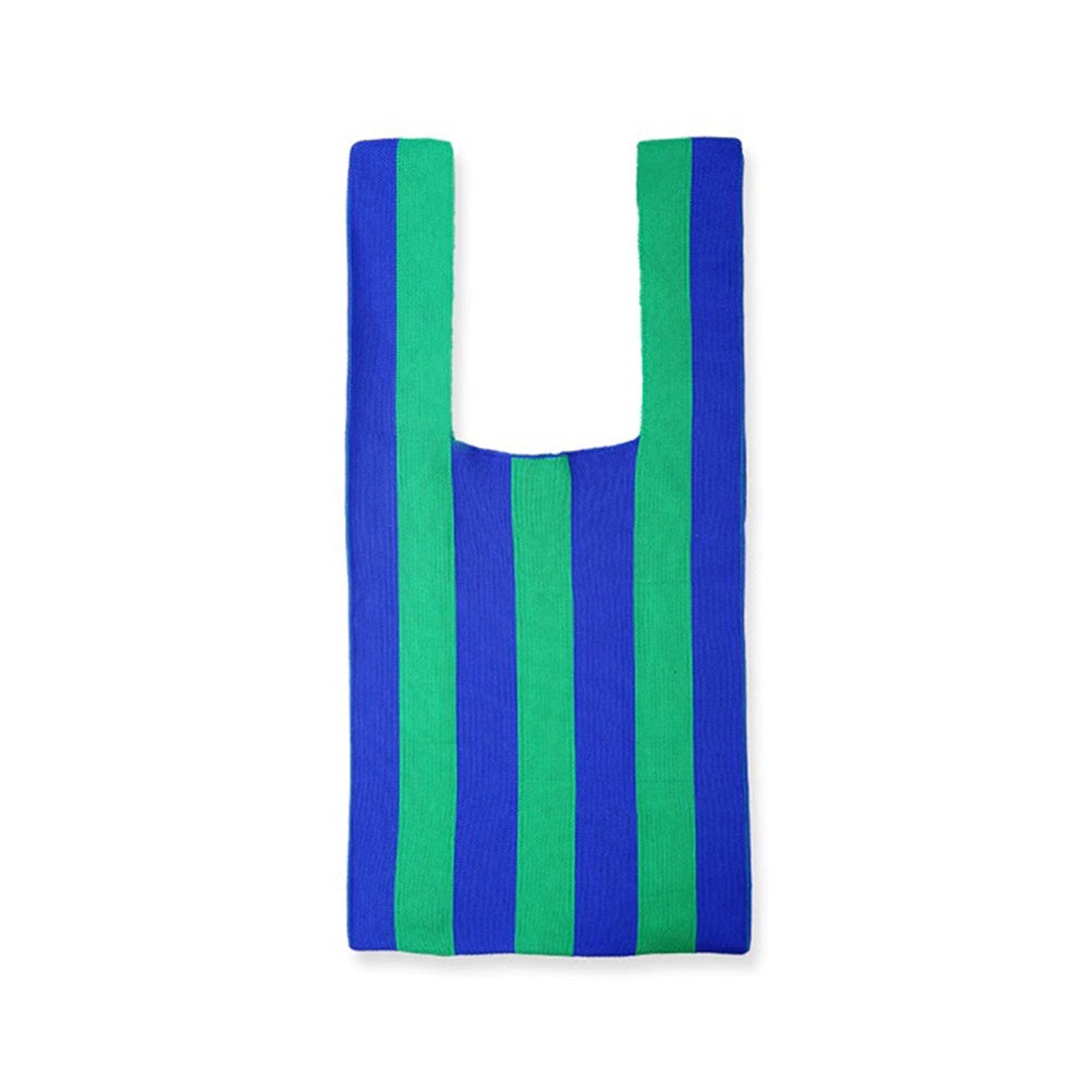 TOTE BAG - GREEN & BLUE STRIPED